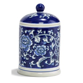 Fresh Linen Scented Filled Lidded Candle in Gift Box Assorted Blue with White - about 30 Hours Soy Wax/Ceramic