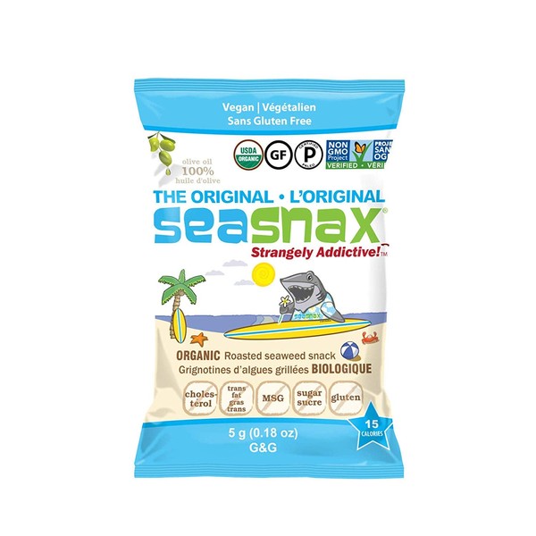 SeaSnax Organic Roasted Seaweed Snack, Original, 0.18 Ounce (Pack of 24)