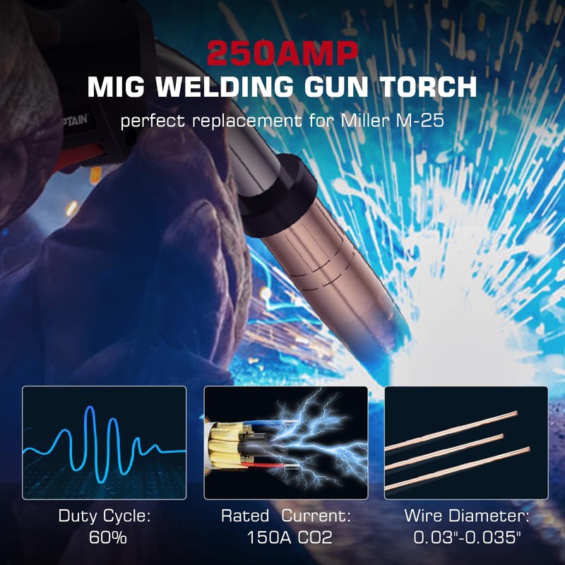 ARCCAPTAIN for Miller M-25 Mig Welding Gun Torch Stinger 15ft