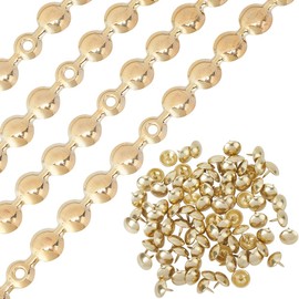 GORGECRAFT Pack of 5 x 1 m Upholstery Nail Strips 10.5 mm Metal Iron Round Head Shiny Decorative Nail Head Trims with 90 Pieces Upholstery Nails for Loosening Nails Suitable for Sofa Chair Furniture