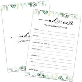 30 Pcs Bridal Shower Games Advice and Wishes Cards, Advice and Wishes for The Happy Couple, 30 PCS Bridal Shower Cards for Newlyweds (Eucalyptus Botanical Style) -0018