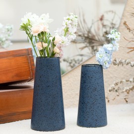 Bdor Ceramic Vase, Flower Vase Set of 2, Blue Vase for Room Decor, Modern Farmhouse Home DéCor Accents, Living Room Decor, Book Shelf, Mantel and Minimalism Dining Coffee Table Decor.