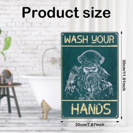Bathroom Wall Decor Art, Wash Your Hands Bathroom Wall Art Pirate Funny Bathroom Decor Wall Art Aluminium Bathroom Art Wall Decor with Nails and Bolts for Bathroom