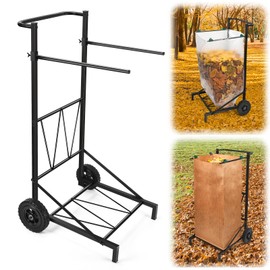 CAROD Trash Bag Holder, Adjustable Metal Leaf Bag Holder from 30-45 Gallon Capacity, Mobile Garbage Bags Cart, Outdoor Garden Leaf Bags Stand for Yard & Lawn Cleanup, Gardening, Camping, Parties