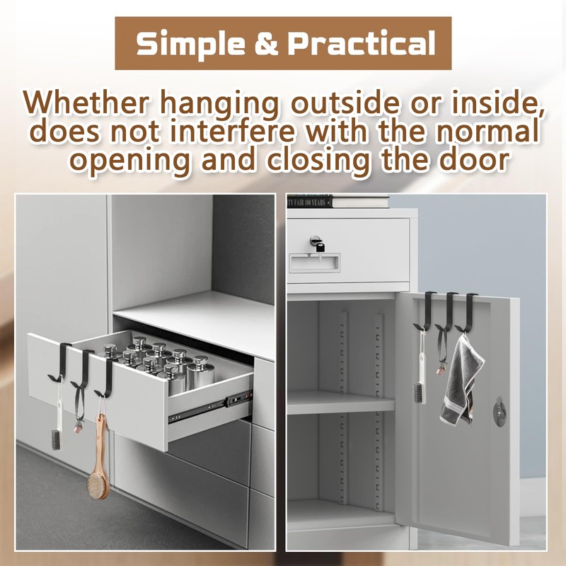 PHITUODA 6 Pack Over The Cabinet Door Hooks Black Towel