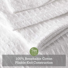 JMR Cozy Waffle Weave Blanket | Cotton Medium Weight Hotel Throw Blankets Great for All Seasons | Upgrade Your Home Decor with Hypoallergenic Soft Quilt for Bed, Couch & Sofa (White, Queen 90 x 90)