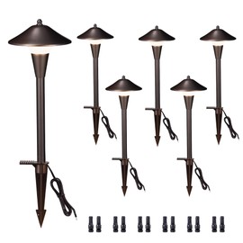 Varmtalys Hardwired Landscape Path Lights, Warm & Cool White Selectable Pathlight 12V, Low Voltage Walkway Light Waterproof, 5W 200LM ORB Metal Outdoor Lighting for Driveway Garden Sideway (6 Pack)