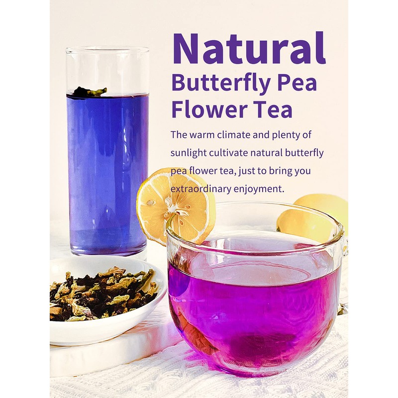 TeeLux Butterfly Pea Flower Tea, Non-GMO, Natural, Premium Dried Butterfly