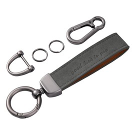 OATSBASF Leather Car Keyring for Car, Motorcycle, SUV, Truck, Unisex Car Key Fob for Men and Women, Family Gifts Car Accessories, darkgray