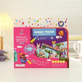 Happium Magic Water Colouring Book, Water Painting Books for Kids, Water Magic Colouring Book, Water Colouring Books for Children with Pen for Children Gifts, Doodle Game, Line Up Pink