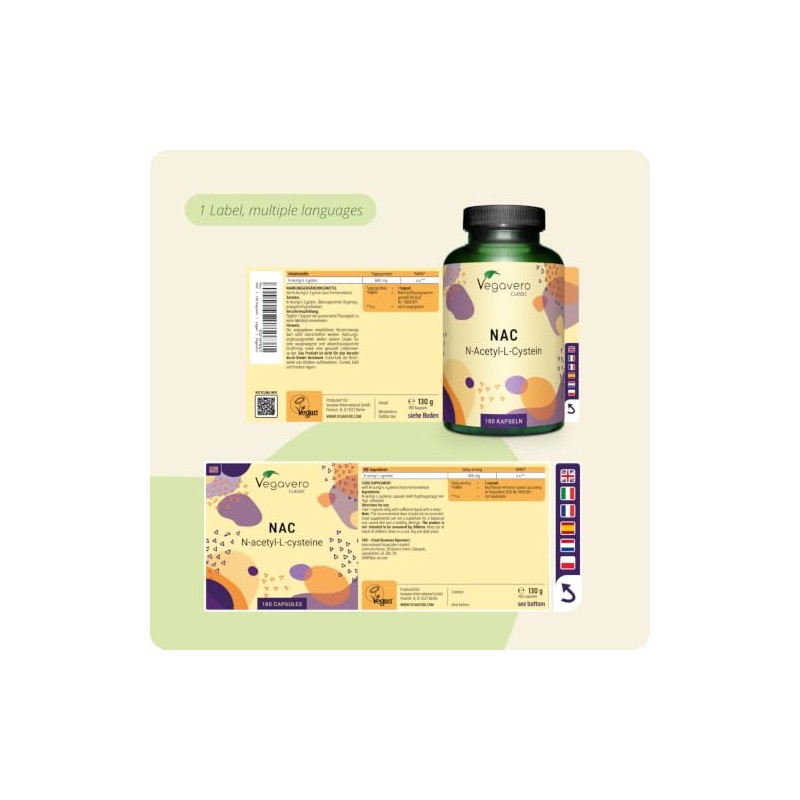 Vegavero NAC Supplement | 100% Pure N-Acetyl-Cysteine 600 mg |