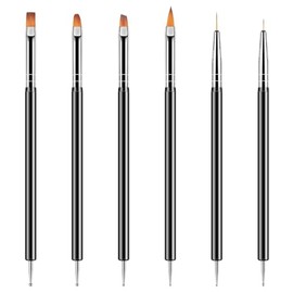 Juego de herramientas Artdone para uñas, 6 pinceles de doble punta para arte de uñas, pinceles de gel para uñas, pinceles delineadores, pinceles de di