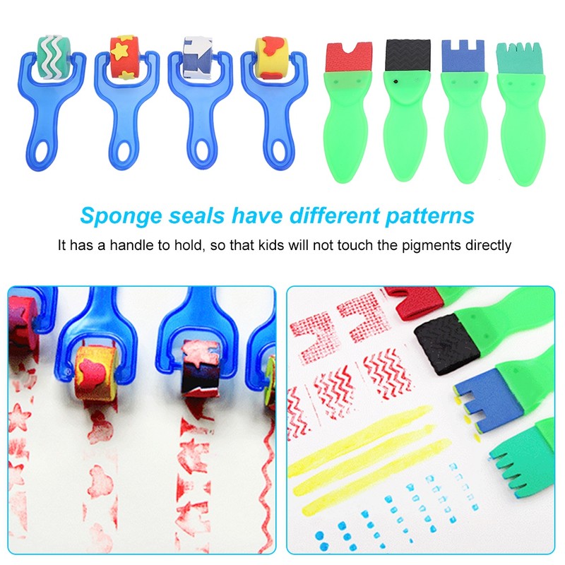 26pcs Kids Painting Supply Brushes Sponge Paint Brush Toy Seal