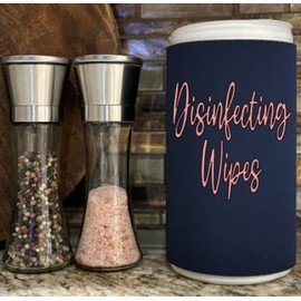 Rose Gold Script Decorative Cleaning Wipe Covers (Navy, Large)