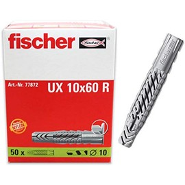 fischer | Caja Con 50 Taquetes UX de Nylon 10 mm, Para Todo Tipo De Pared