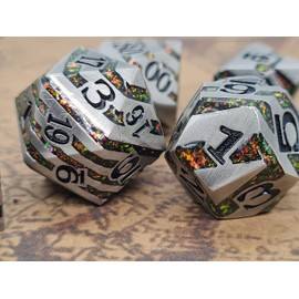 World of Dice Starfall Series Pen and Paper Dice Set Metal 7 Piece Set D4 to D20 Polyhedral Dice Ideal for D&D, DSA, Cthulhu and More (Without Case, Gloss Black)