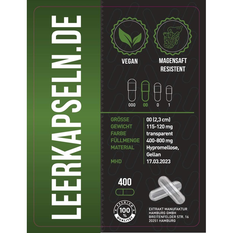 Gastric Juice Resistant Empty Capsules Size 00 Enteric Juice-Resistant Empty