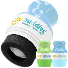 Solar Buddies Sunscreen Applicator - Full Green & Blue Duo- BPA-Free Refillable Roll on Sponge Sunscreen,Suncream & Lotion Applicator For Kids,Adults & Families Holds 3.4fl oz,Perfect Size for Travel