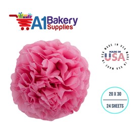 Tissue Paper Squares, Bulk 24 Sheets, Premium Gift Wrap and Art Supplies for Birthdays, Holidays, or Presents by A1BakerySupplies, Small 20 Inch x 30 Inch (Pink)