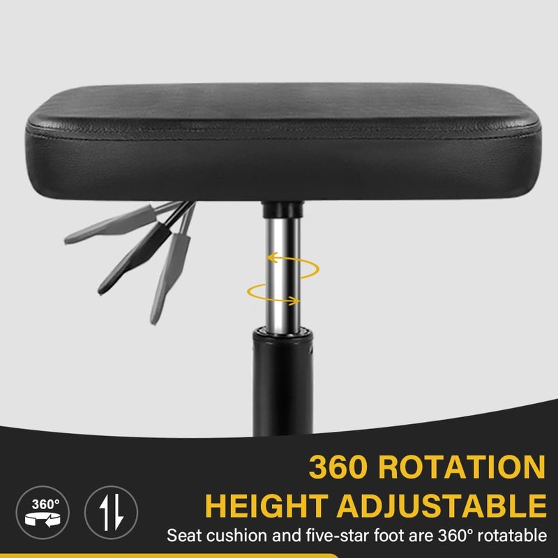 WKWKER Rolling Stool Height Adjustable 360° Swivel Stool with Wheels