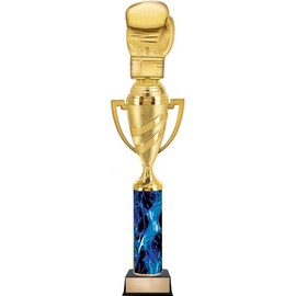 Crown Awards Customized Boxing Trophy, 14" Blue Boxing Glove Trophy Prize, Personalize with Free Engraving