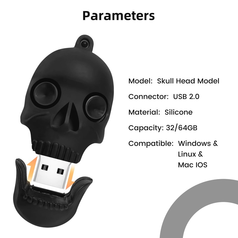 BorlterClamp USB 2.0 Flash Drive Skull Shape Funny Memory Stick