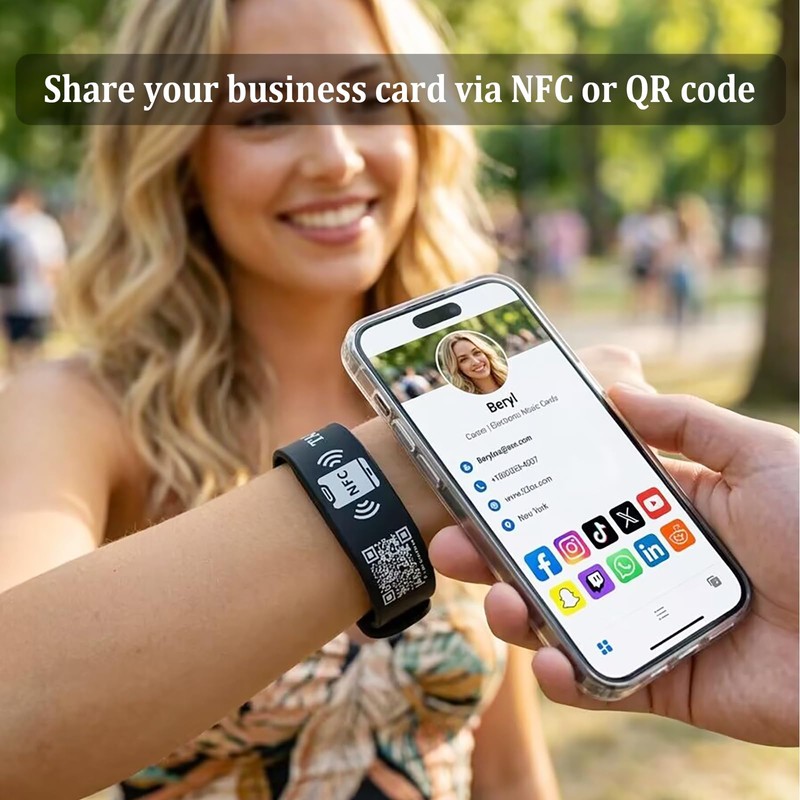 NFC Digital Business Card Wristband – Tap to Share Contact
