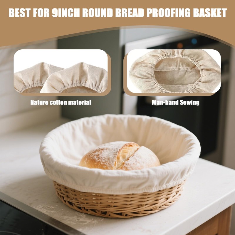 Set of 4 Linen Insert for Bread Proofing Baskets, Baker's