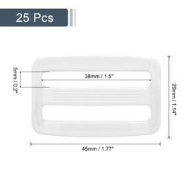 sourcing map 25Pcs Plastic Slide Buckle, 1 1/4" Tri-Glides Slides, Adjustable Webbing Buckles Fasteners for Backpack Purse Belt Webbing Strap, Transparent