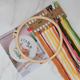 Esffaci Embroidery Starter Kit for Adult Beginner with Fox Flower Dandelion Pattern Hand Embroidery Set with Embroidery Cloth Hoop Needle Threader Embroidery Floss and Instruction