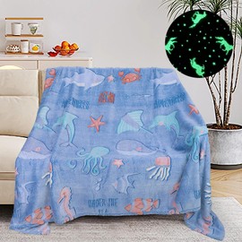LXTOPN Glow in The Dark Blanket, Throw Blanket Soft Flannel Fleece Blanket, All Season Blanket for Kids Girls Boys Adults Gifts