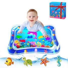 ZMLM Baby Tummy Time Water Mat for Babies: Baby Toys Gifts for Newborn Infant 3 6 9 12 Month Boy Girl Inflatable Activity Playmat Sensory Mat Toddler Belly Time Pat Indoor Summer Gifts (Blue)