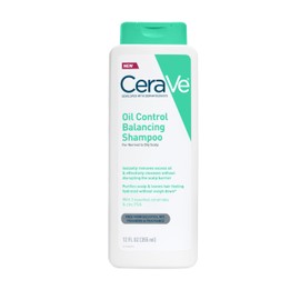 CeraVe Oil Control Balancing Shampoo, Clarifying Shampoo With Ceramides & Hyaluronic Acid, Removes Oil and Leaves Hair Feeling Hydrated, For All Hair & Scalp Types, Sulfate Free & Color Safe, 12 oz