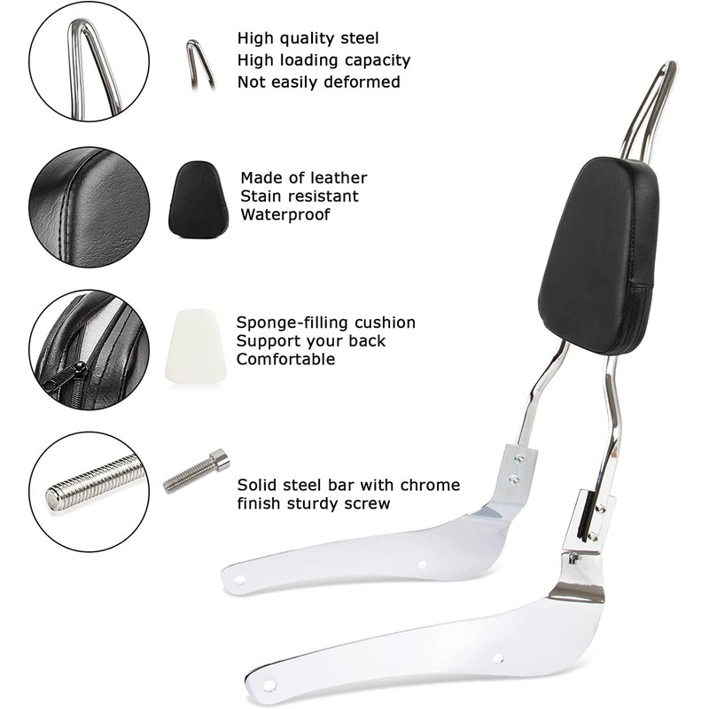 Motorcycle Rear Seat Backrest Sissy Bar Back Rest Compatible For