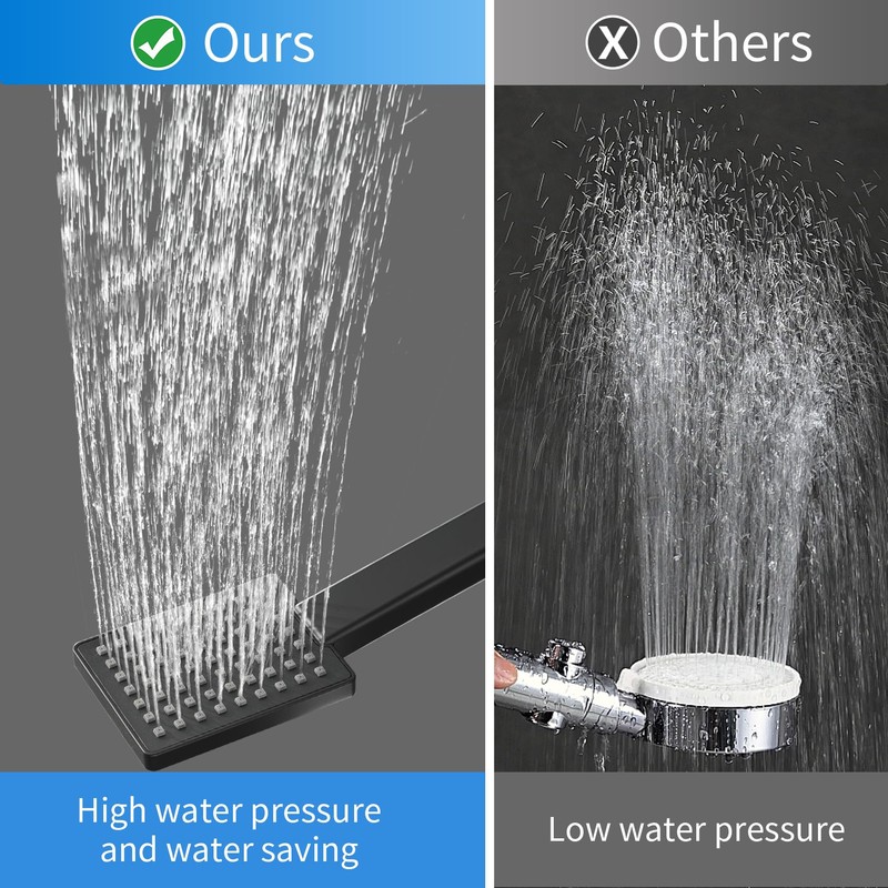 Taplong Matte Black Handheld Shower Head Set, Wall Mount Hand