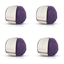 Sensy 100% Recycled Cotton Yarn for Amigurumi Knitting and Crochet, Macrame Yarn, Ideal for Blanket, Throws, Pillow, Baby Dolls Projects 4 Skeins (Lavender)