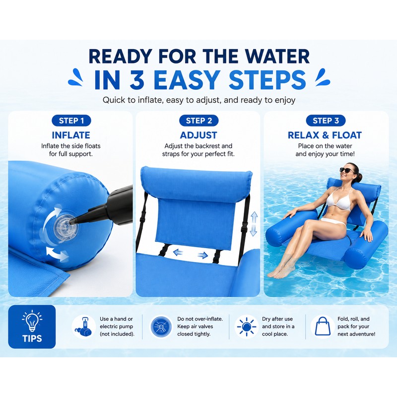 Inflatable Pool Lounger-1PC Foldable Inflatable Mattresses for Water Fun Swimming