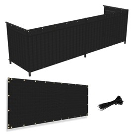 AwnPro 3' x 50' Balcony Privacy Screen Fence Cover Block Sunlight Privacy Screen for Decks, Patios, Backyards, Outdoor Pools, Porches, Railings (200GSM,Black)