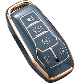 Yunukin Premium Soft TPU Full Protection Key Fob Case for Ford Fusion Mustang F150 Edge Explorer Lincoln MKZ MKC MKX Smart Remote Key Protector Accessories (Grey)