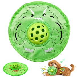Squeaky Frisbee Dog Toy, Interactive Puzzle Dog Toys with Slow Eating Device Cartoon Durable Fetch Toy Training Chew Toy for Indoor & Outdoor Training Habit cultivation Consume Energy (Green Giant)