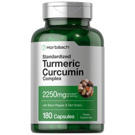Horb?ach Horb?ach Turmeric Supplement with Black Pepper 2250mg | 180 Capsules | with Bioperine & Tart Cherry | Non-GMO, Gluten Free Supplement