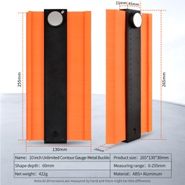 Connectable Contour Gauge 10 Inch with Lock, Adjustable Profile Duplicator Irregular Shape for Laminate Flooring, Woodworking, Tile Laying, Dual-Scale Precision Tool (10inch)