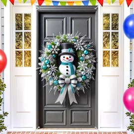BlissYard Christmas Door Cover Winter Doors Cover Snowman Wreath Elegant Holiday Front Door Decoration 71x35 Inch Festive Welcome Banner Home Garden Indoor Outdoor Display