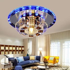 TFCFL White Modern K9 Crystal LED Ceiling Lamp Flush Mount Pendant Lights Fixture Chandelier K9 Crystal LED Ceiling Lamp 110V Modern Corridor Light Flush Mount Chandelier