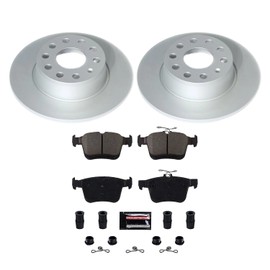 Power Stop CRK8337 Z17 Rear Coated Rotor Kit-Coated Brake Rotors, Ceramic Brake Pads For Volkswagen Jetta 2019-2022, Volkswagen Taos 2022-2024 [Model Specific]