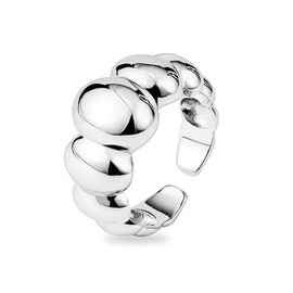 UneDouce Gold Chunky Dome Rings for Women | Textured Puffy Statement Band Ring Stacks | 14K Gold Plating Adjustable Rings for Women, Brass, No Gemstone