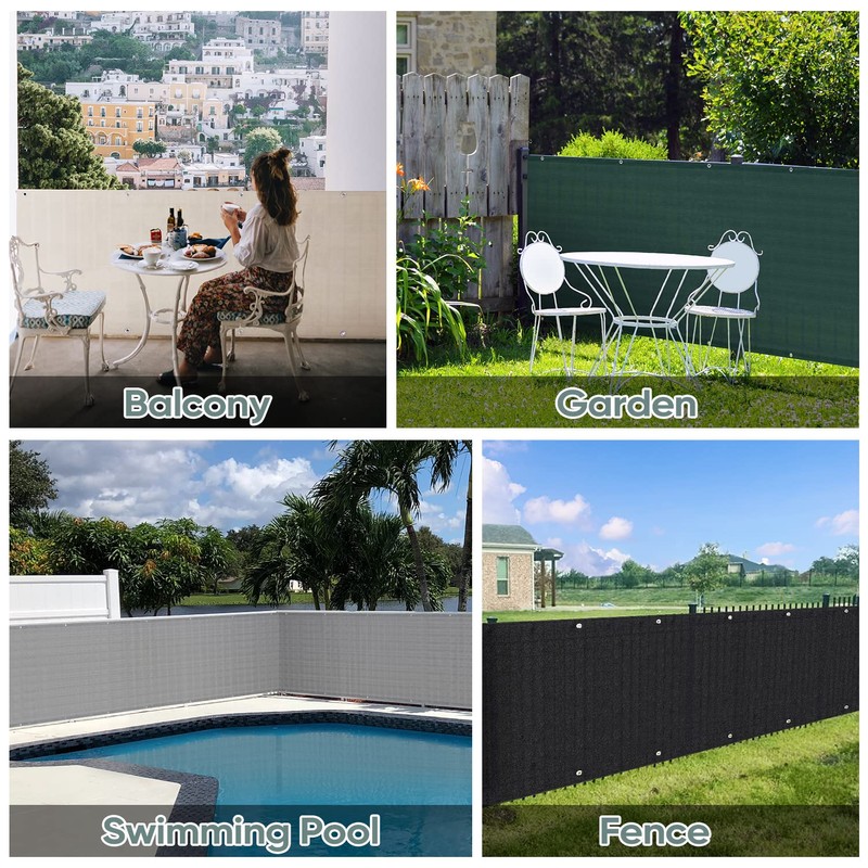 Sekey Balcony Privacy Screen, HDPE, 220 g/m², Slightly Transparent, Wind