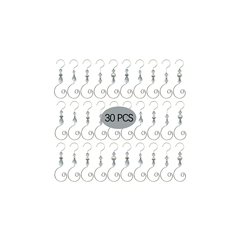 WEIBIAO Christmas Ornament Hooks - Silver Wire Hooks, Acrylic Jewelry