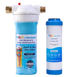 H&G lifestyles Hose Filter for Filling Pool,Iron Filter for Garden Hose,Remove Iron Manganese Calcium for Well Water, Water Softener Fits Standard 3/4" GHT Thread, Up to 75,000 Gallons