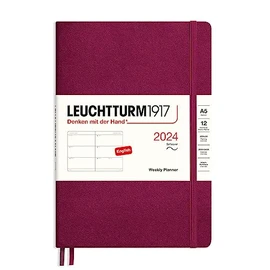 LEUCHTTURM1917 367658 Weekly Diary Softcover Medium (A5) 2024 12 Months Port Red English